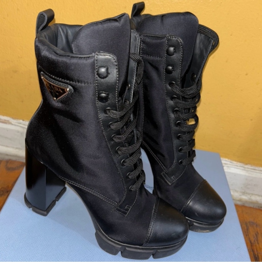 Prada Black Ankle Boots with Chunky Heel
